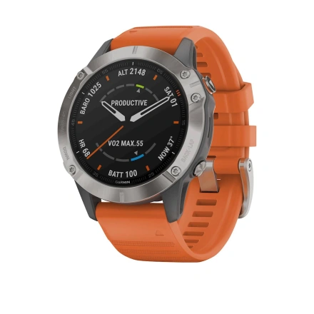 Смарт-годинник Garmin Fenix 6 Pro Sapphire Titanium with Ember Orange Band (010-02158-14)