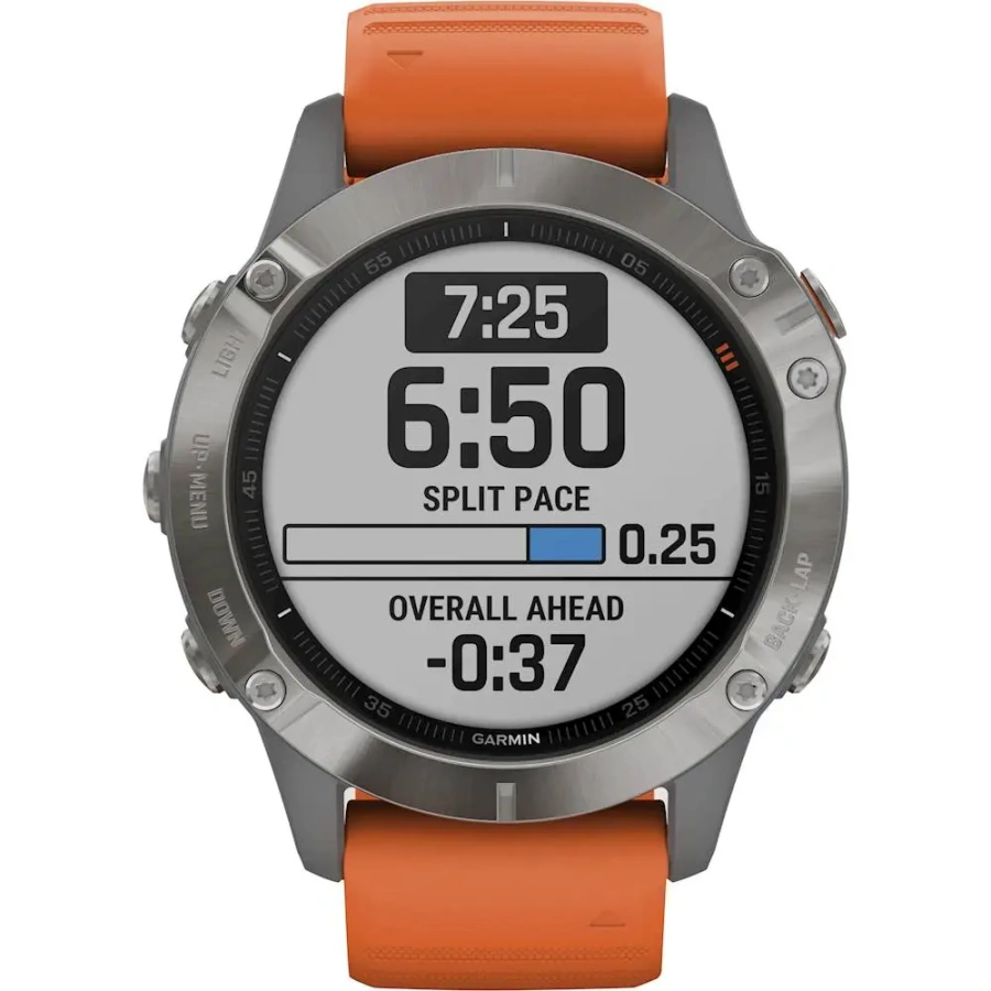 Смарт-годинник Garmin Fenix 6 Sapphire Titanium with Ember Orange Band (010-02158-13)