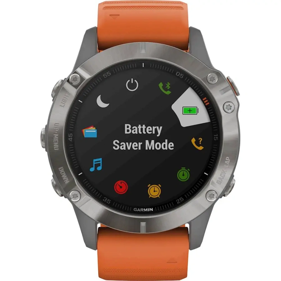 Смарт-годинник Garmin Fenix 6 Sapphire Titanium with Ember Orange Band (010-02158-13)
