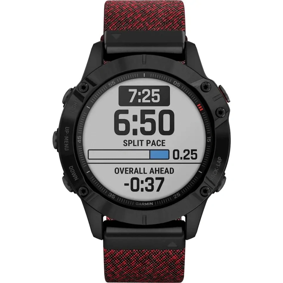 Смарт-годинник Garmin Fenix 6 Sapphire Black DLC with Heathered Red Nylon Band (010-02158-16)