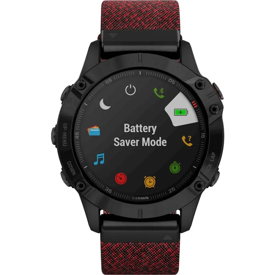 Смарт-годинник Garmin Fenix 6 Sapphire Black DLC with Heathered Red Nylon Band (010-02158-16)