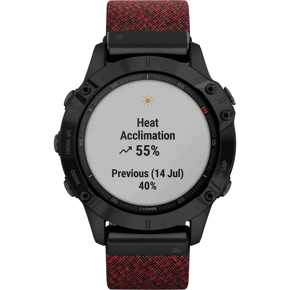Смарт-годинник Garmin Fenix 6 Sapphire Black DLC with Heathered Red Nylon Band (010-02158-16)