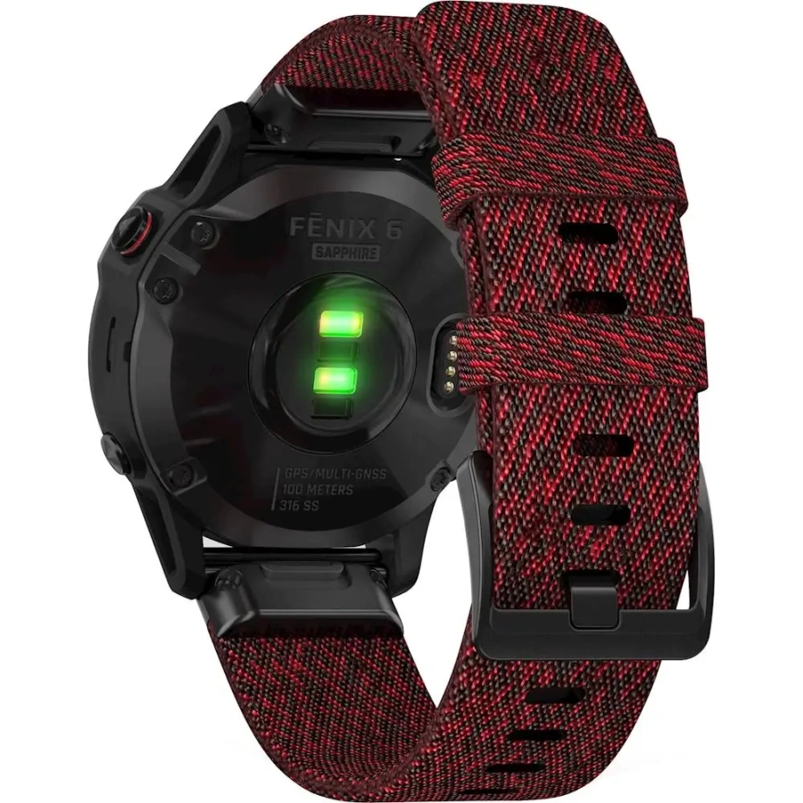 Смарт-годинник Garmin Fenix 6 Sapphire Black DLC with Heathered Red Nylon Band (010-02158-16)