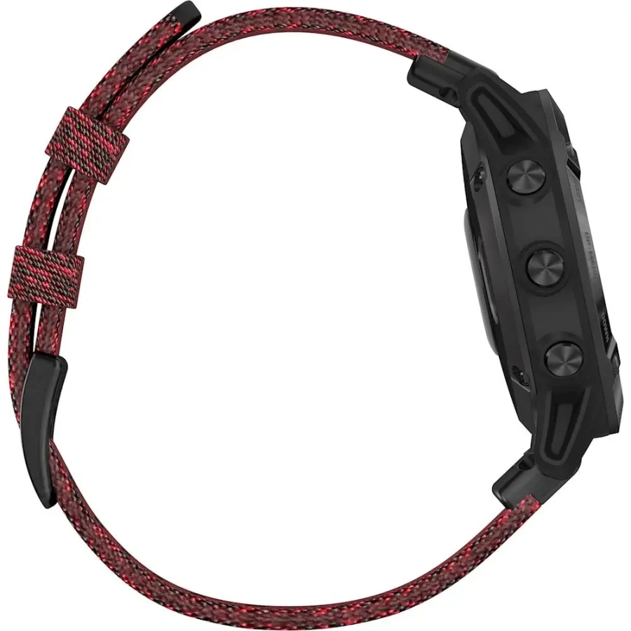 Смарт-годинник Garmin Fenix 6 Sapphire Black DLC with Heathered Red Nylon Band (010-02158-16)