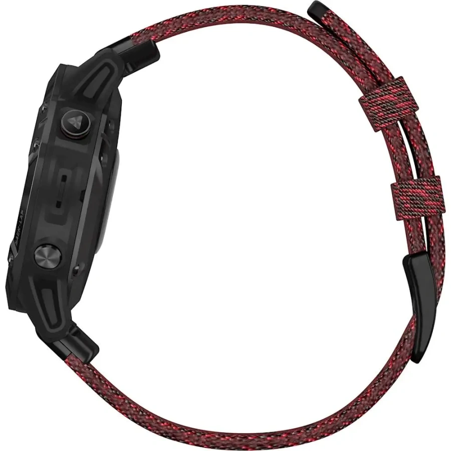 Смарт-годинник Garmin Fenix 6 Sapphire Black DLC with Heathered Red Nylon Band (010-02158-16)