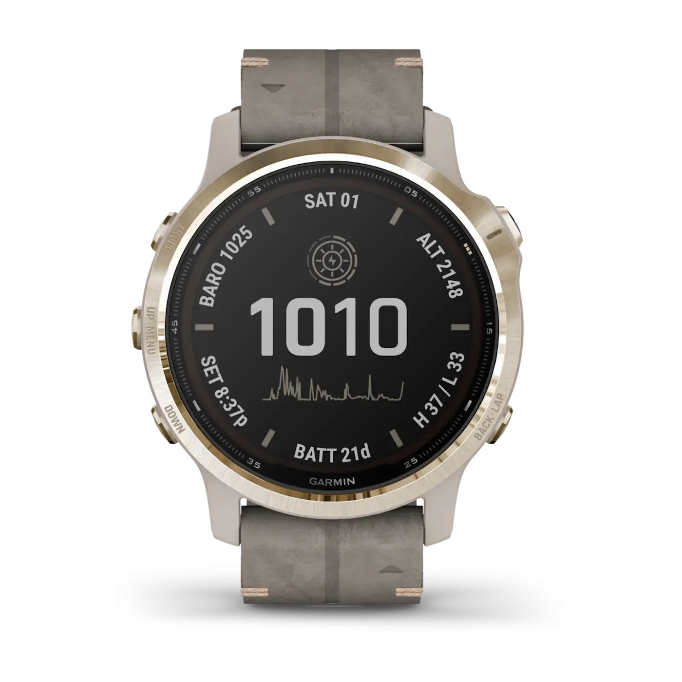 Смарт-часы Garmin Fenix 6S Pro Solar Edition Light gold with Shale Grey Suede Band (010-02409-26)