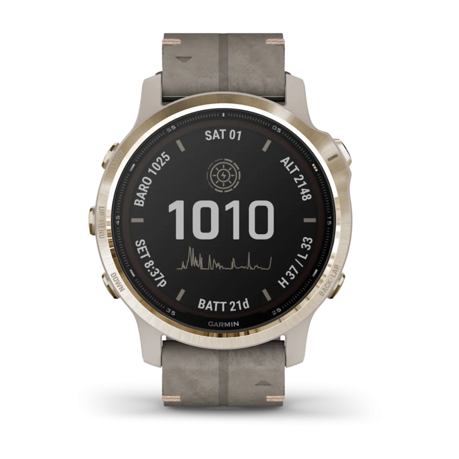 Смарт-годинник Garmin Fenix 6S Pro Solar Edition Light gold with Shale Grey Suede Band (010-02409-26)