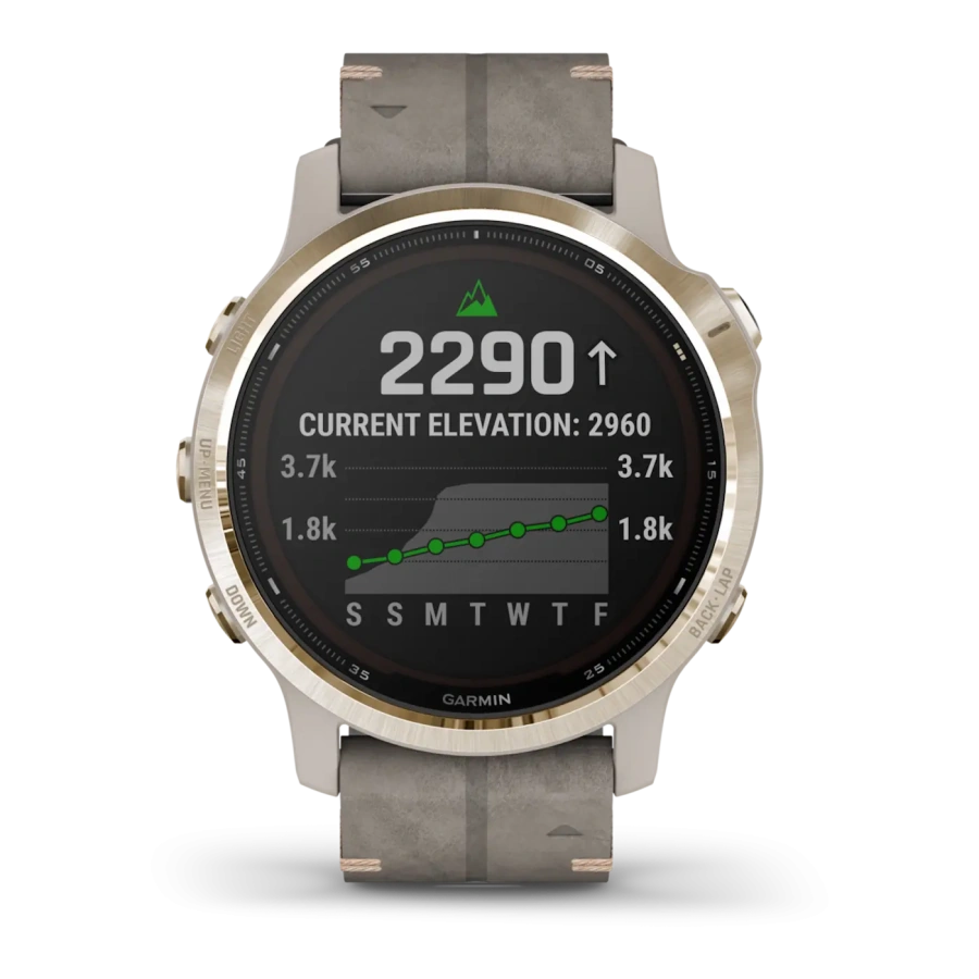Смарт-годинник Garmin Fenix 6S Pro Solar Edition Light gold with Shale Grey Suede Band (010-02409-26)