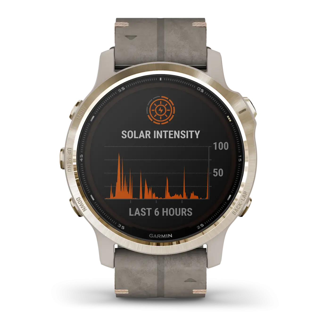 Смарт-часы Garmin Fenix 6S Pro Solar Edition Light gold with Shale Grey Suede Band (010-02409-26)