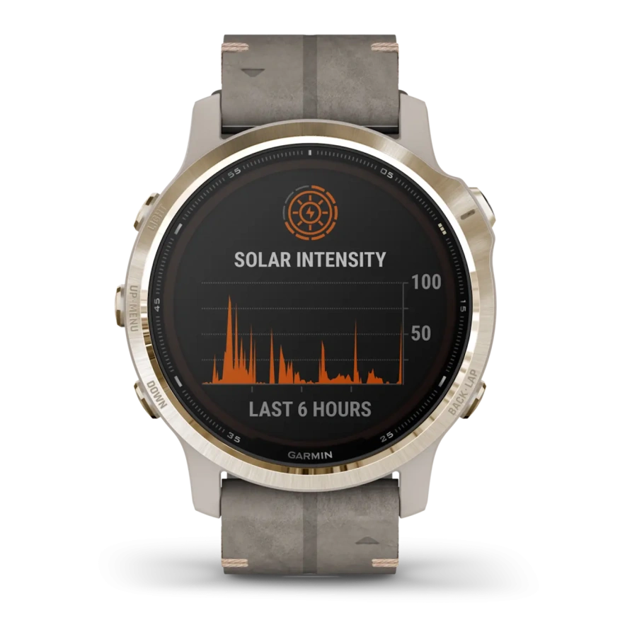Смарт-годинник Garmin Fenix 6S Pro Solar Edition Light gold with Shale Grey Suede Band (010-02409-26)