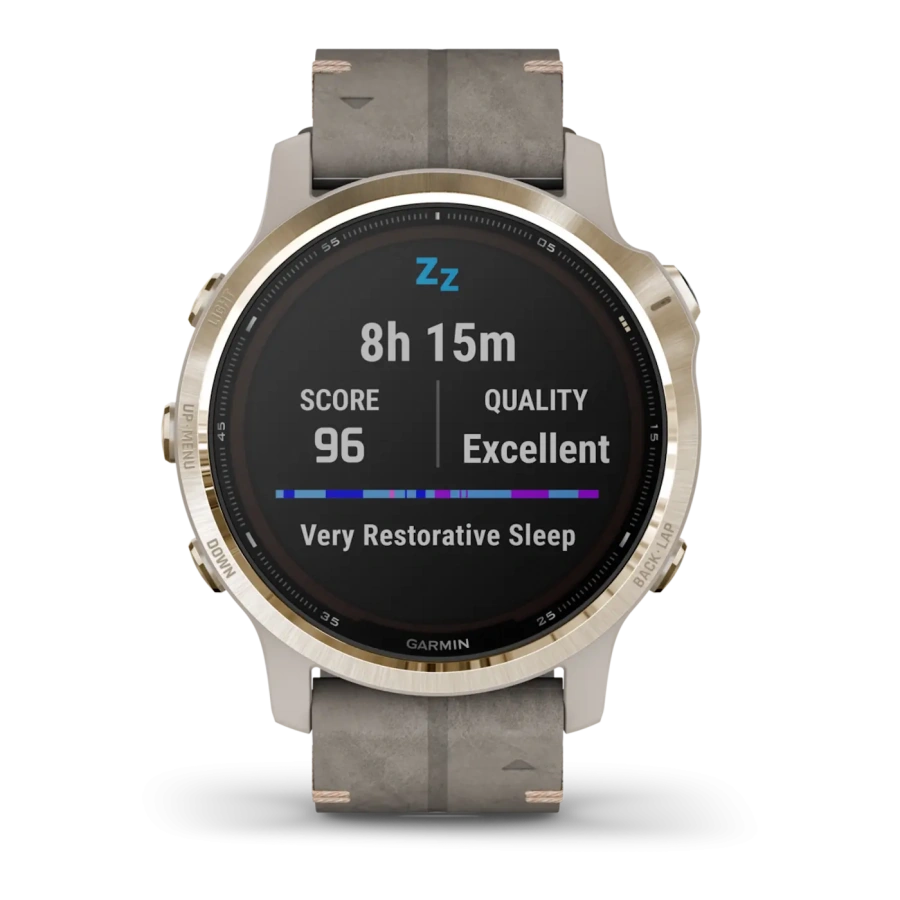 Смарт-годинник Garmin Fenix 6S Pro Solar Edition Light gold with Shale Grey Suede Band (010-02409-26)