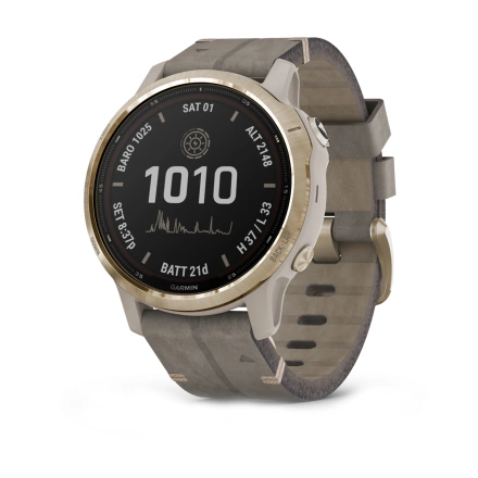 Смарт-годинник Garmin Fenix 6S Pro Solar Edition Light gold with Shale Grey Suede Band (010-02409-26)