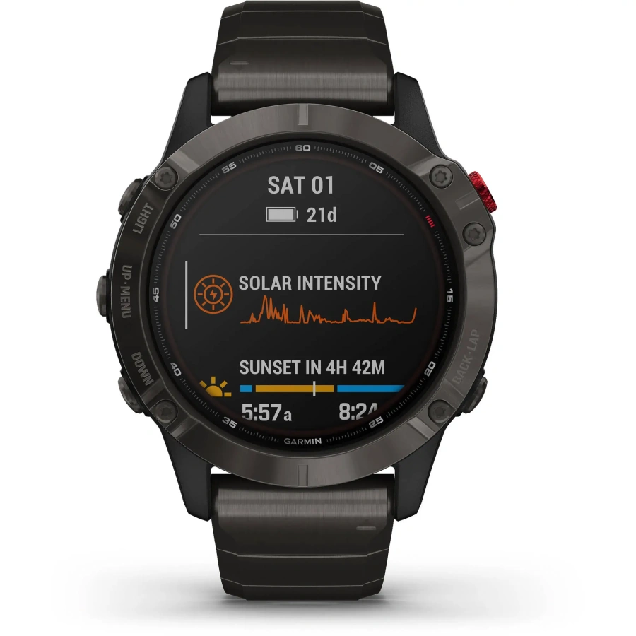 Смарт-годинник Garmin Fenix 6 Pro Solar Titanium Carbon Gray Dlc With Titanium Dlc Band (010-02410-23)