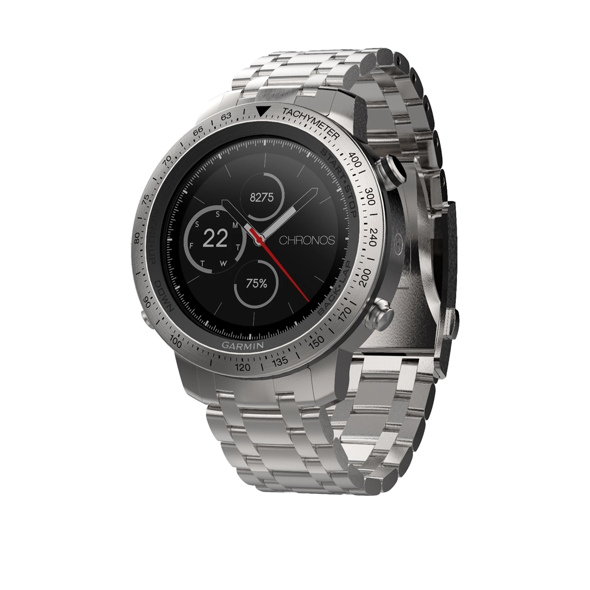 Смарт-годинник Garmin Fenix Chronos Steel with Brushed Stainless Steel Watch Band (010-01957-02)