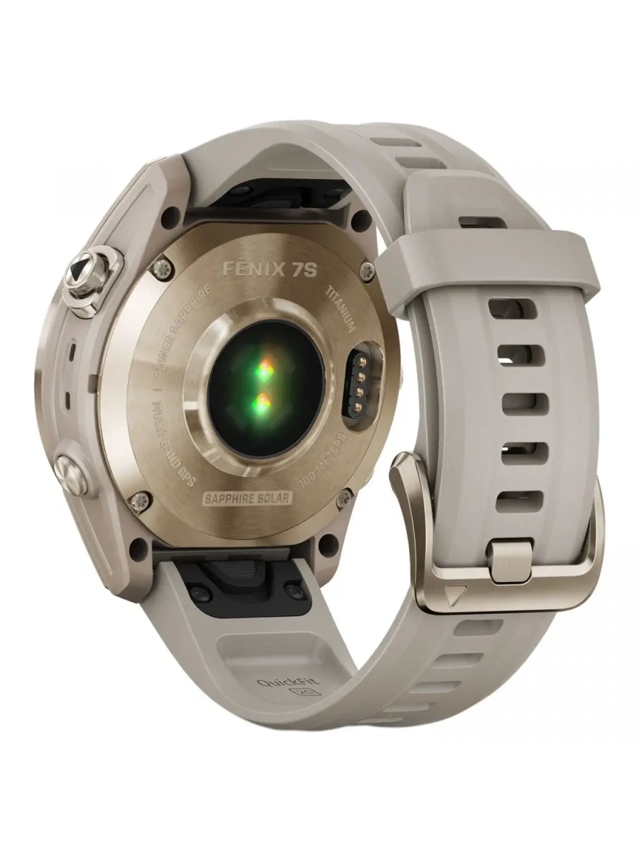 Смарт-годинник Garmin Fenix 7S Sapphire Solar C. Gold Titanium w. Light Sand Band (010-02539-20/21)