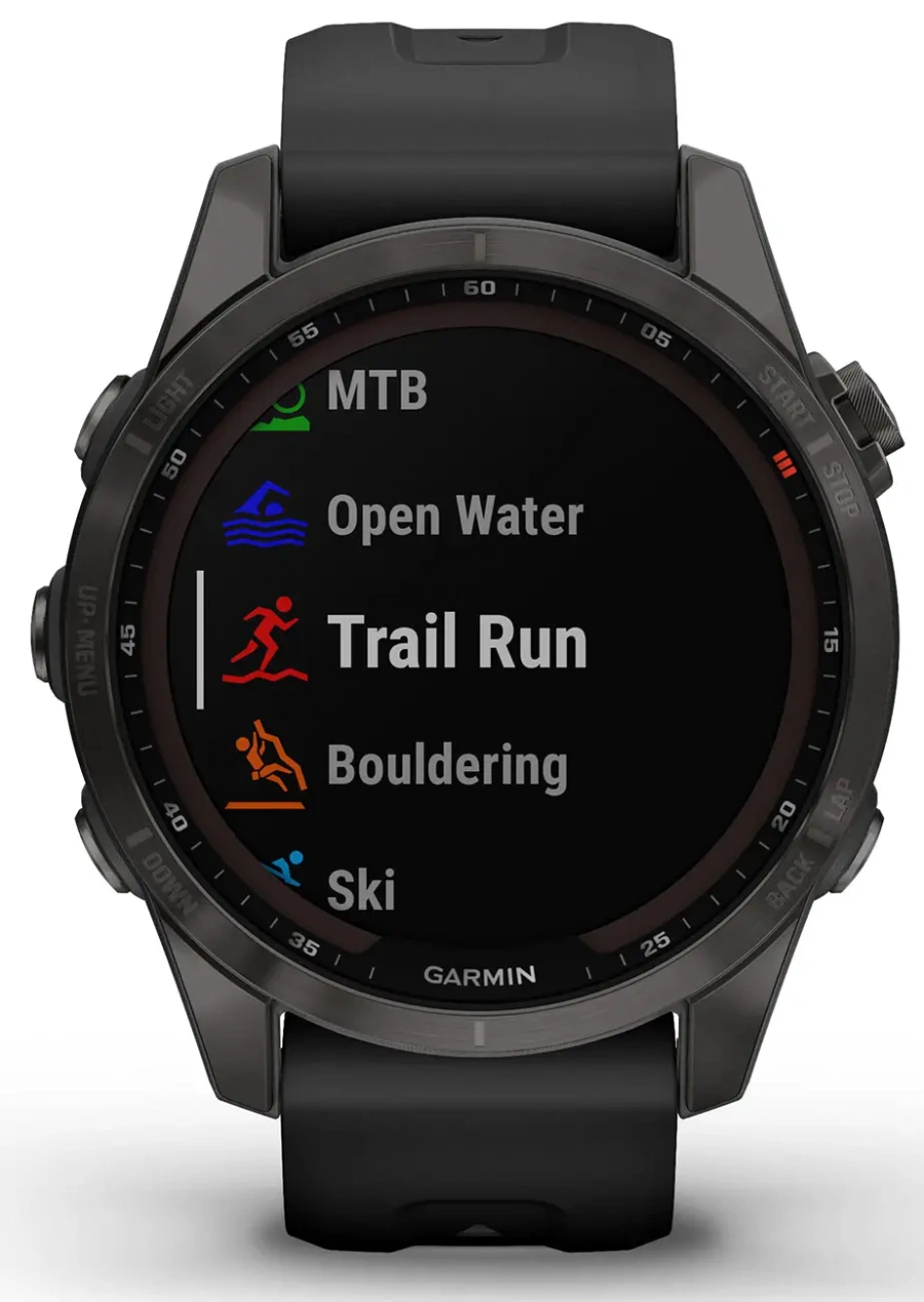 Смарт-годинник Garmin Fenix 7S Sapphire Solar Carbon Gray DLC Titanium with Black Band (010-02539-24/25)