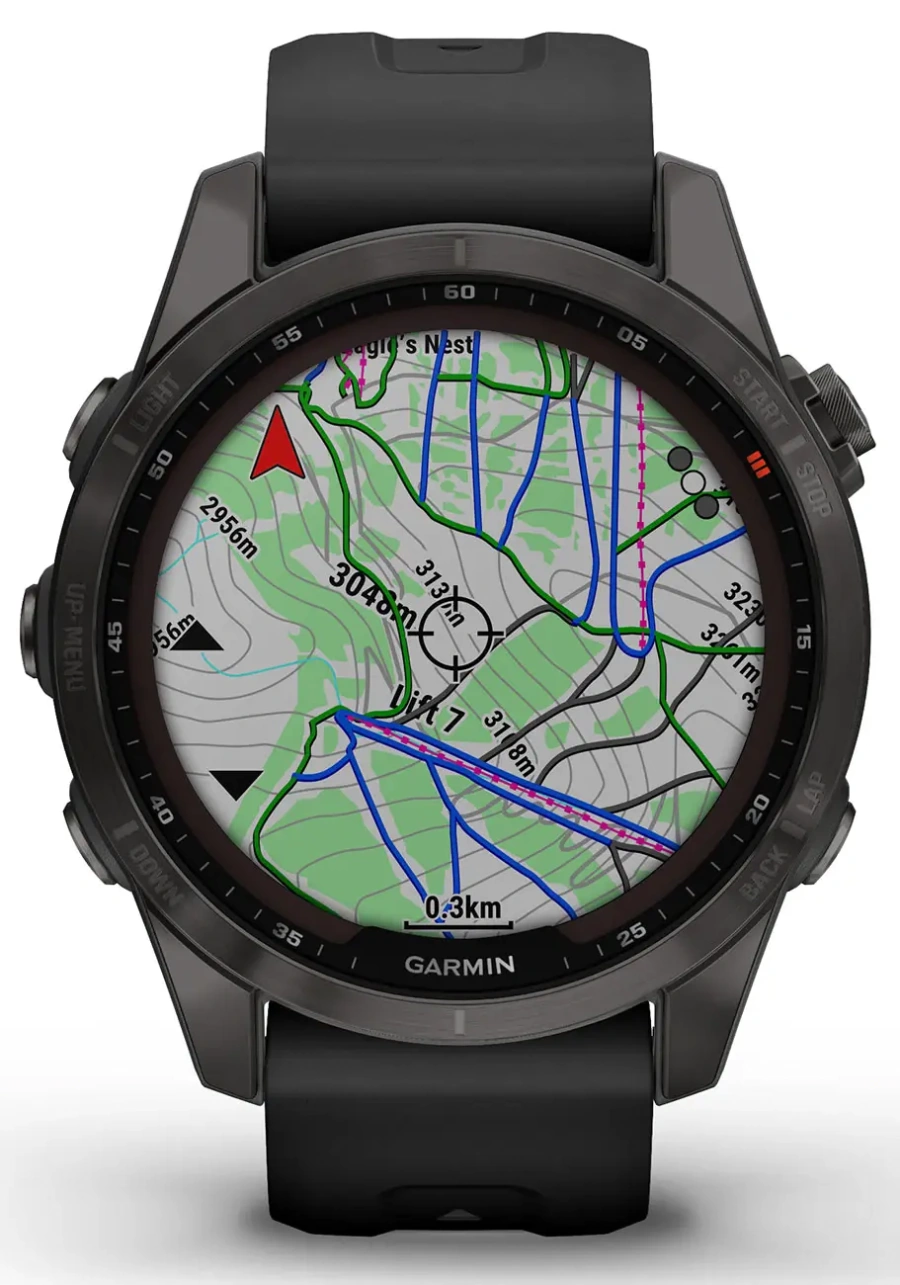 Смарт-годинник Garmin Fenix 7S Sapphire Solar Carbon Gray DLC Titanium with Black Band (010-02539-24/25)