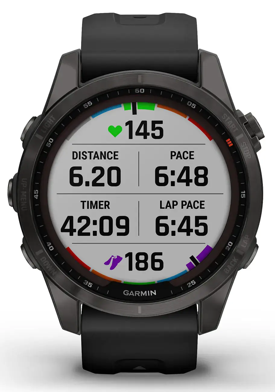 Смарт-годинник Garmin Fenix 7S Sapphire Solar Carbon Gray DLC Titanium with Black Band (010-02539-24/25)