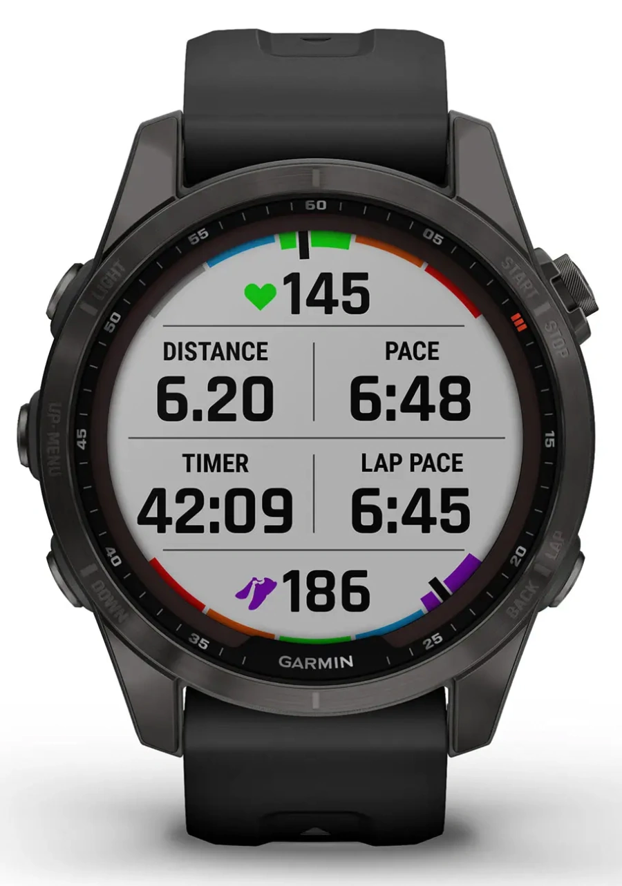 Смарт-годинник Garmin Fenix 7S Sapphire Solar Carbon Gray DLC Titanium with Black Band (010-02539-24/25)