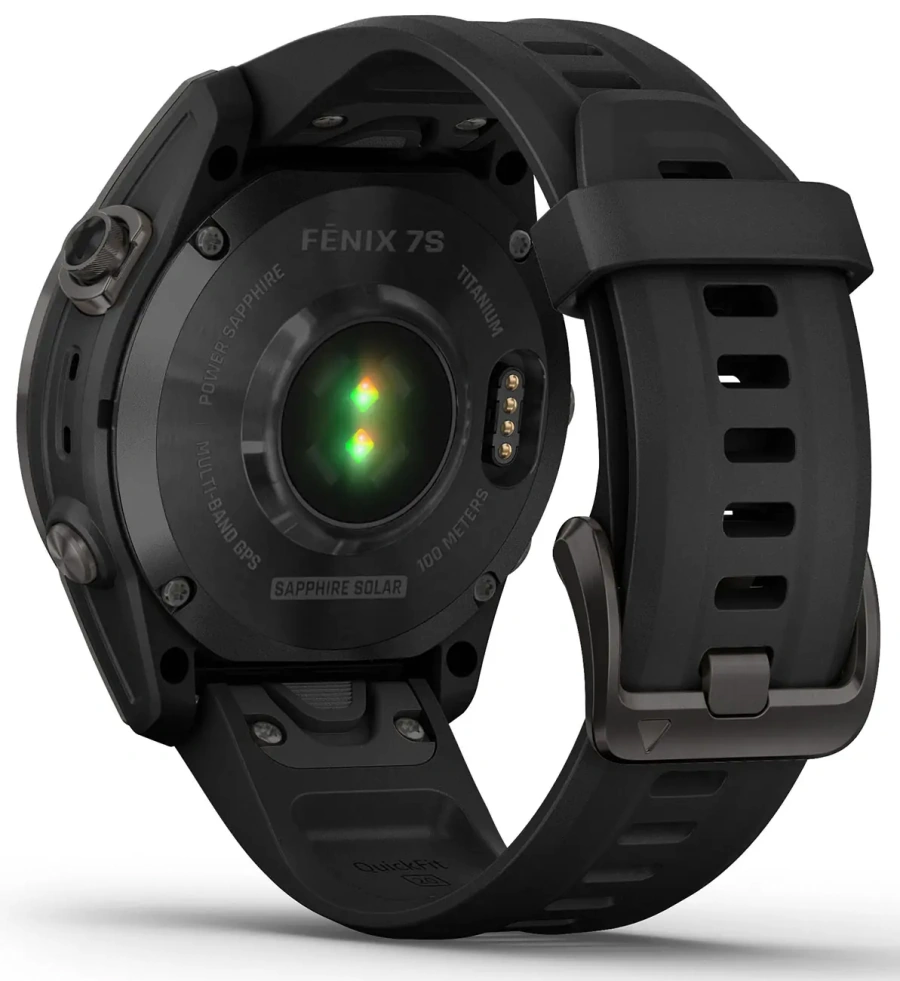 Смарт-годинник Garmin Fenix 7S Sapphire Solar Carbon Gray DLC Titanium with Black Band (010-02539-24/25)
