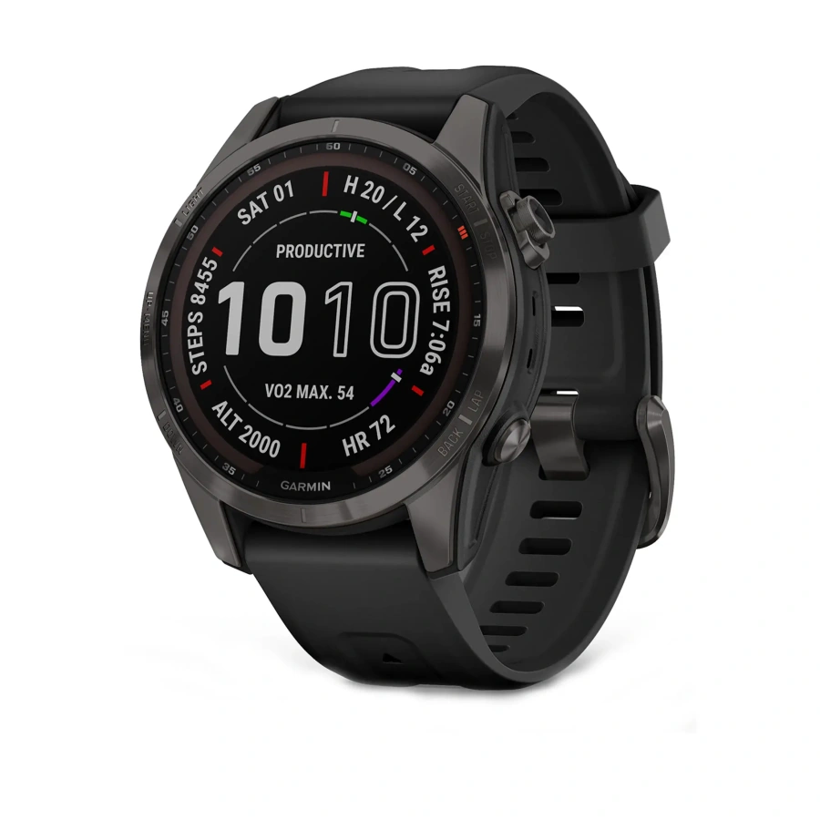 Смарт-годинник Garmin Fenix 7S Sapphire Solar Carbon Gray DLC Titanium with Black Band (010-02539-24/25)