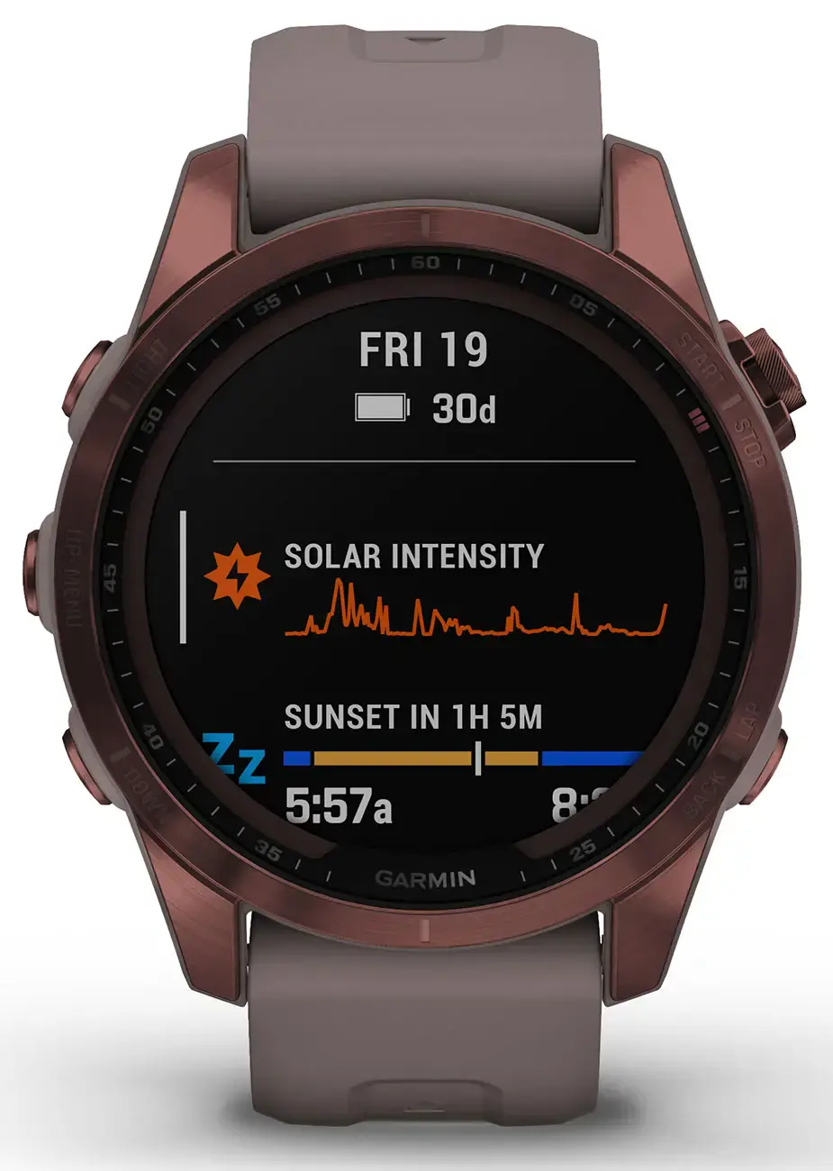 Смарт-годинник Garmin Fenix 7S Sapphire Solar Dark Bronze Titanium with Shale Gray Band (010-02539-28/29)