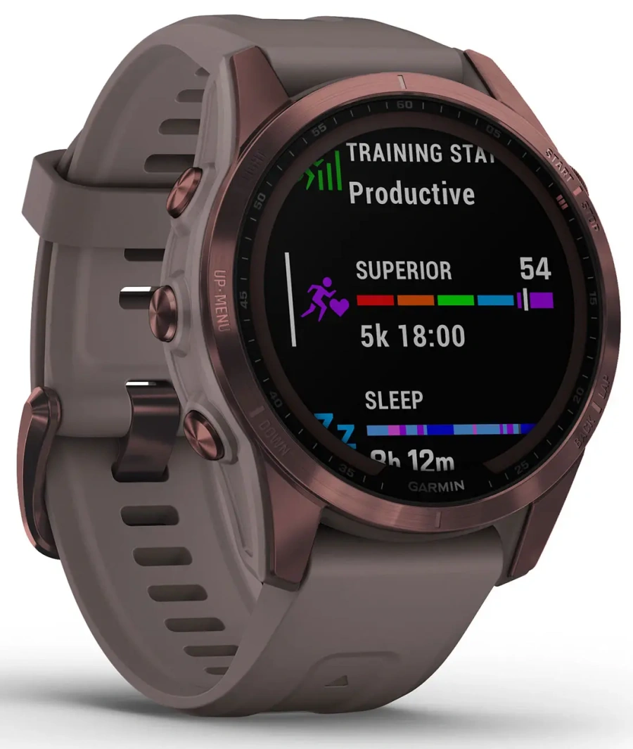 Смарт-годинник Garmin Fenix 7S Sapphire Solar Dark Bronze Titanium with Shale Gray Band (010-02539-28/29)