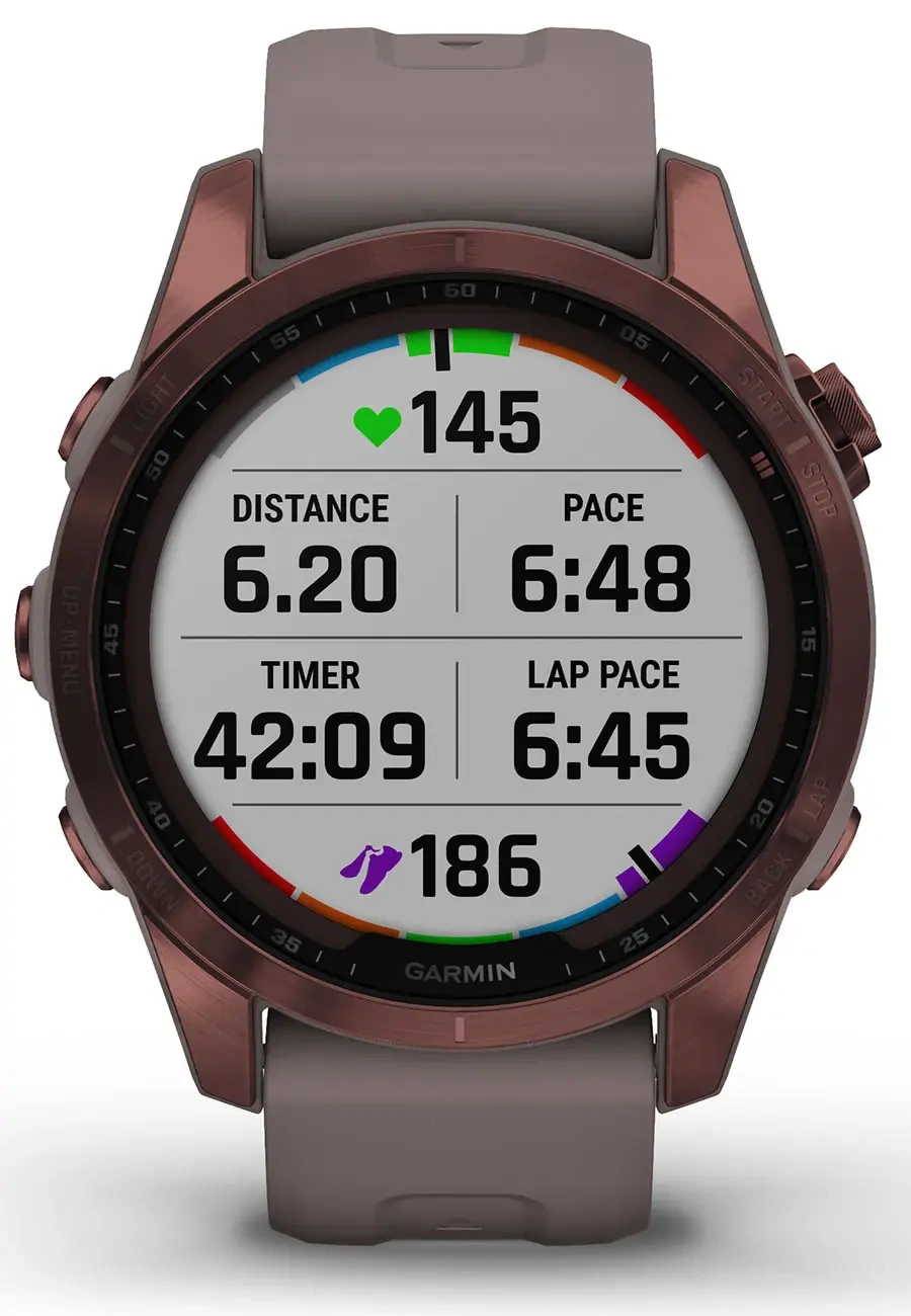Смарт-годинник Garmin Fenix 7S Sapphire Solar Dark Bronze Titanium with Shale Gray Band (010-02539-28/29)