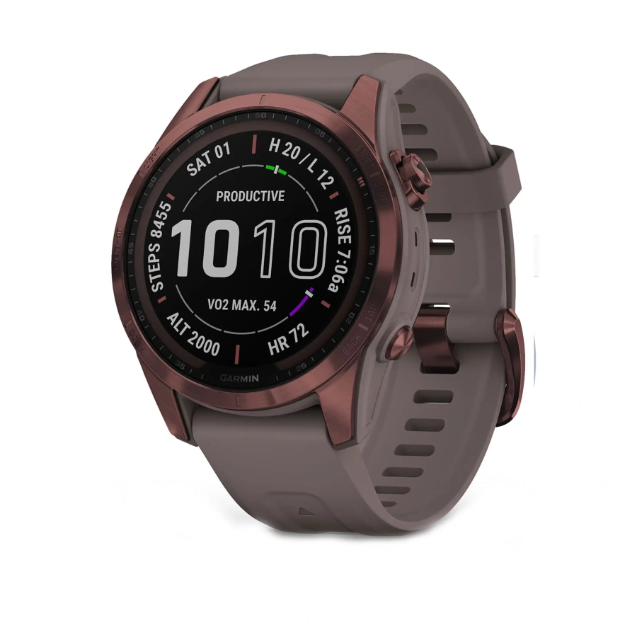 Смарт-годинник Garmin Fenix 7S Sapphire Solar Dark Bronze Titanium with Shale Gray Band (010-02539-28/29)