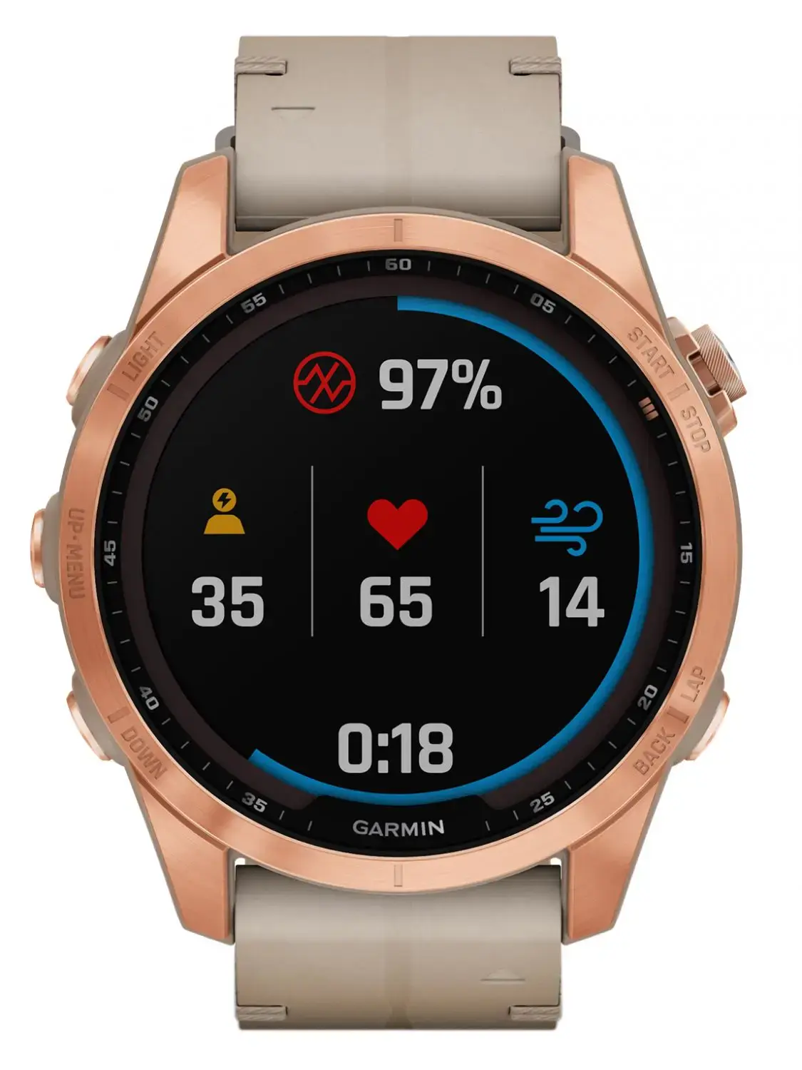 Смарт-часы Garmin Fenix 7S Sapphire Solar Rose Gold Titanium with Limestone Leather Band (010-02539-35)