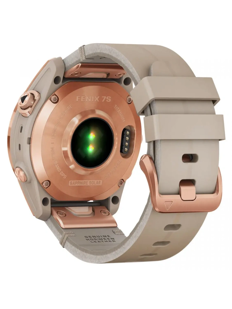 Смарт-годинник Garmin Fenix 7S Sapphire Solar Rose Gold Titanium with Limestone Leather Band (010-02539-35)