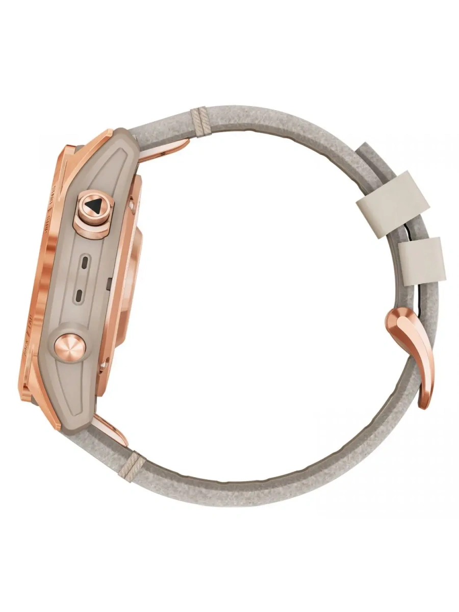 Смарт-годинник Garmin Fenix 7S Sapphire Solar Rose Gold Titanium with Limestone Leather Band (010-02539-35)