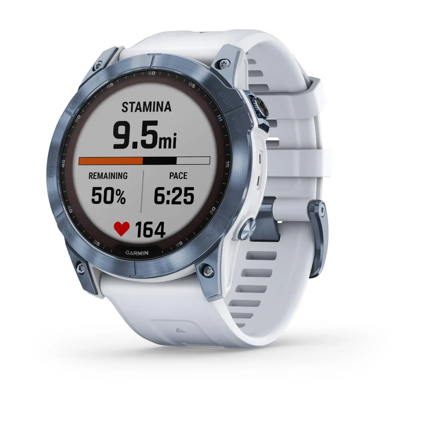 Смарт-годинник Garmin Fenix 7 Sapphire Solar Mineral Blue DLC Titanium with Whitestone Band (010-02540-24/25)