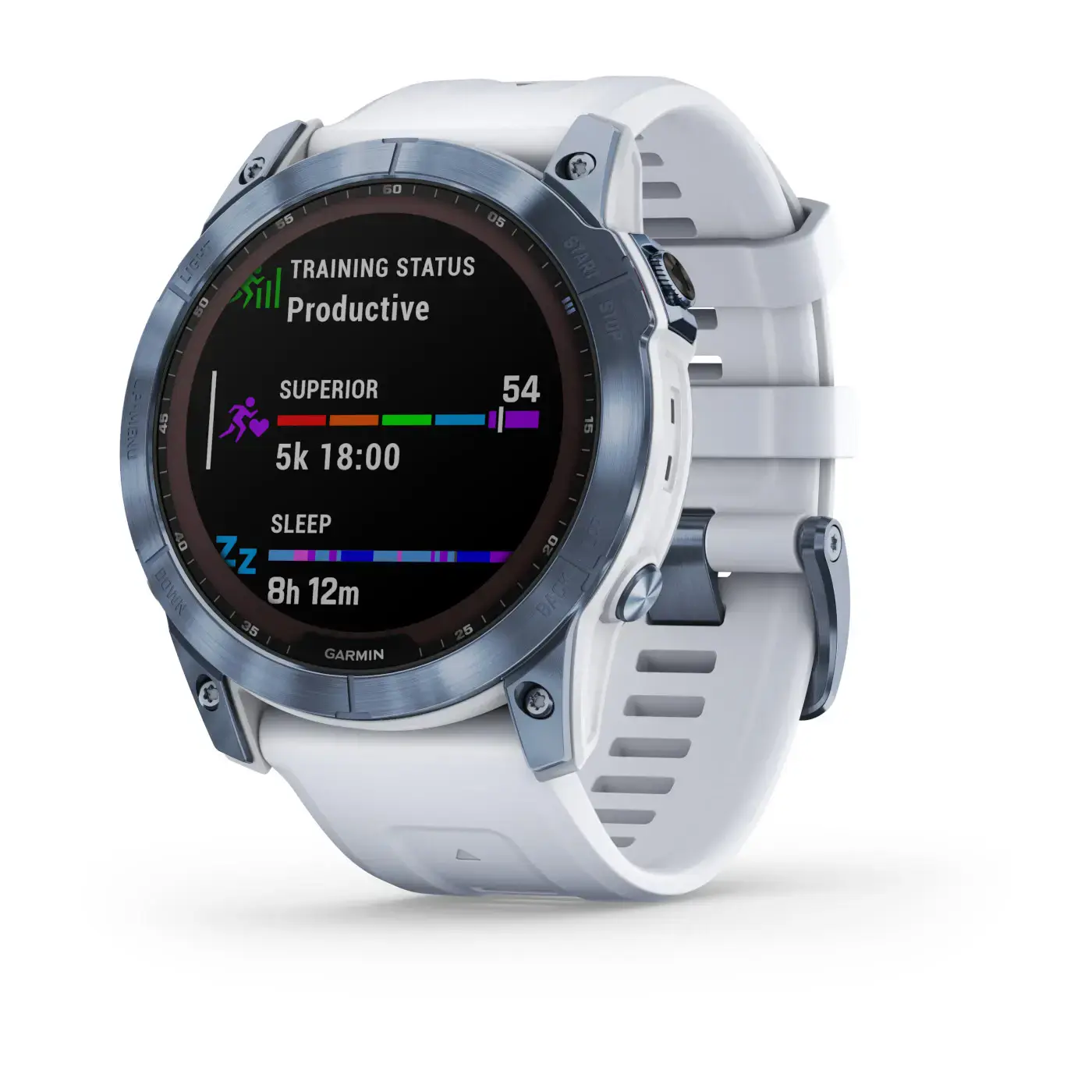 Смарт-годинник Garmin Fenix 7 Sapphire Solar Mineral Blue DLC Titanium with Whitestone Band (010-02540-24/25)