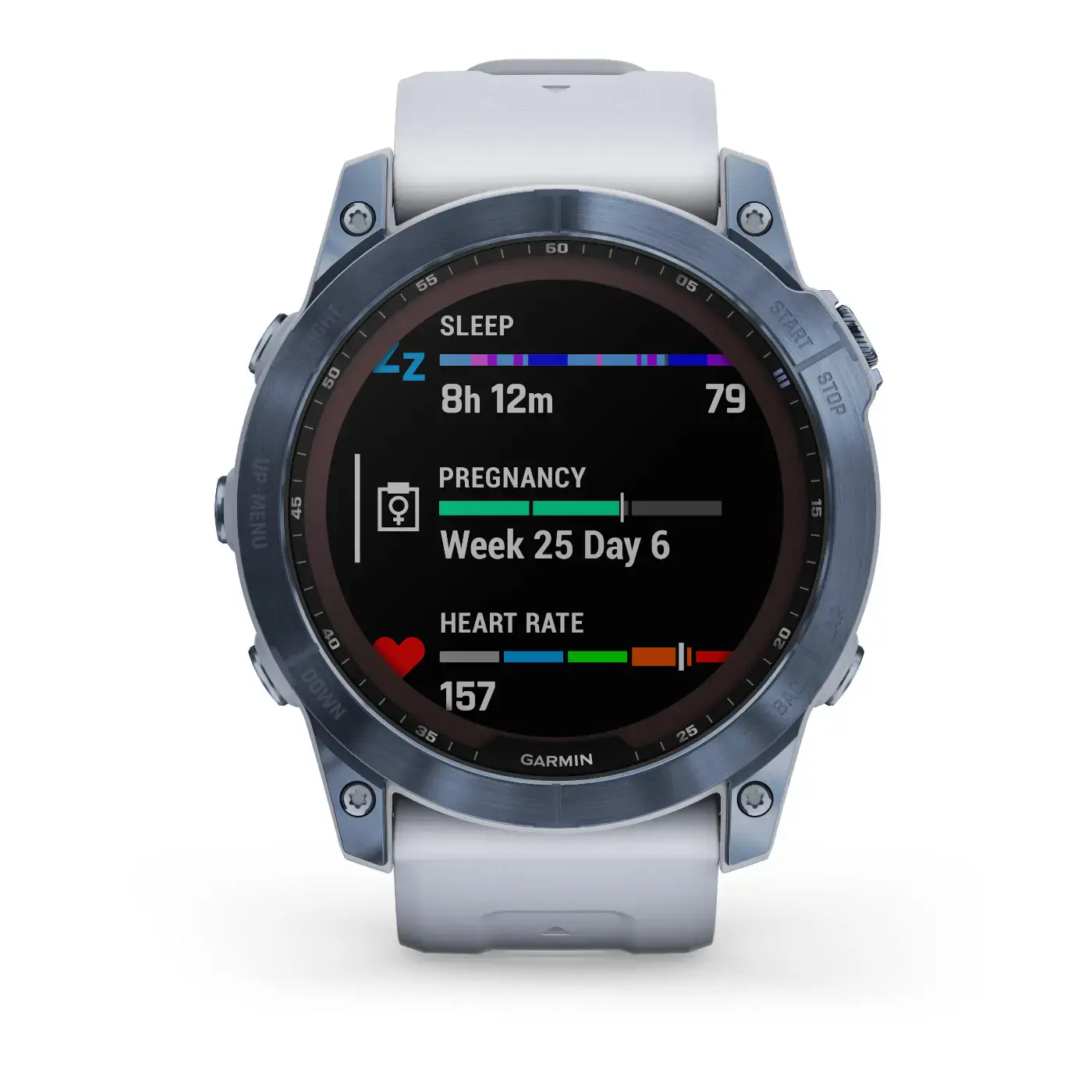 Смарт-годинник Garmin Fenix 7 Sapphire Solar Mineral Blue DLC Titanium with Whitestone Band (010-02540-24/25)