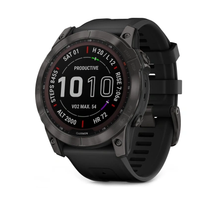 Смарт-годинник Garmin Fenix 7X Sapphire Solar Carbon Gray DLC Titanium with Black Band (010-02541-10/11)