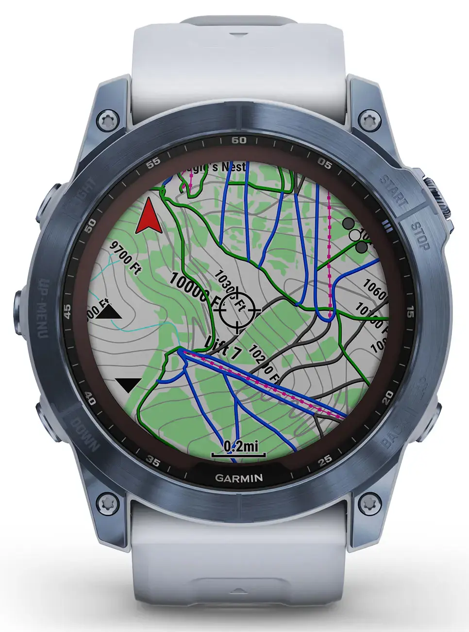 Смарт-годинник Garmin Fenix 7X Sapphire Solar Mineral Blue DLC Titanium with Whitestone Band (010-02541-14/15)