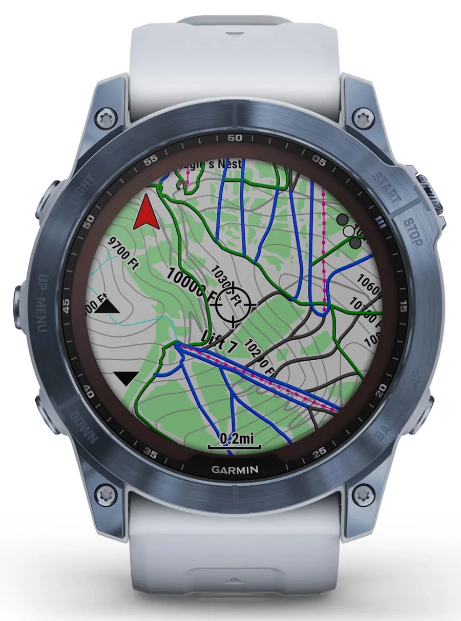 Смарт-годинник Garmin Fenix 7X Sapphire Solar Mineral Blue DLC Titanium with Whitestone Band (010-02541-14/15)