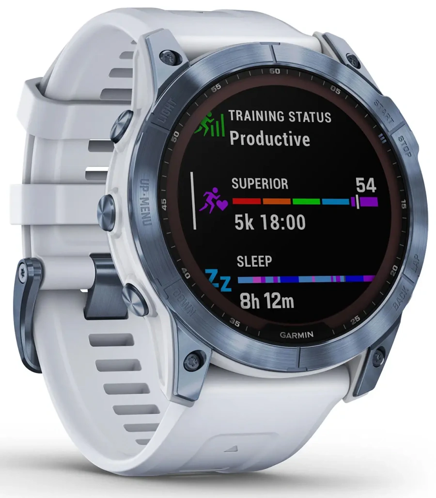 Смарт-годинник Garmin Fenix 7X Sapphire Solar Mineral Blue DLC Titanium with Whitestone Band (010-02541-14/15)