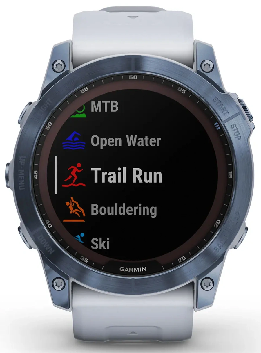 Смарт-годинник Garmin Fenix 7X Sapphire Solar Mineral Blue DLC Titanium with Whitestone Band (010-02541-14/15)