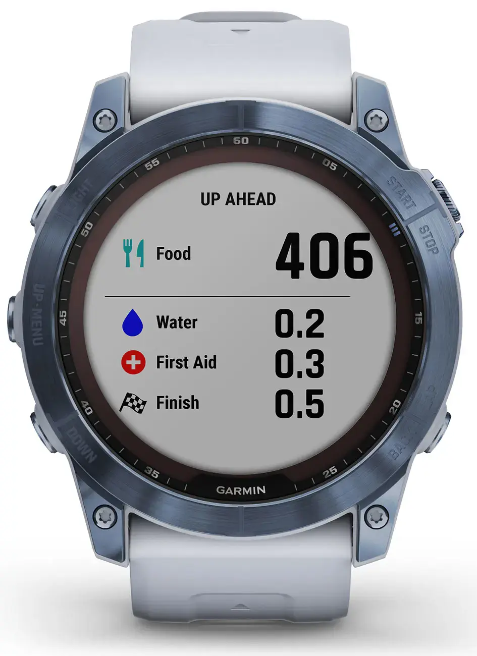 Смарт-годинник Garmin Fenix 7X Sapphire Solar Mineral Blue DLC Titanium with Whitestone Band (010-02541-14/15)