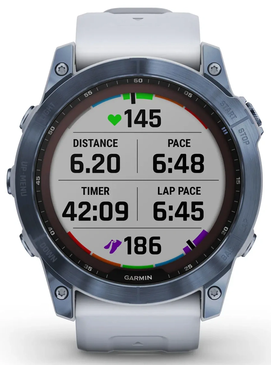 Смарт-годинник Garmin Fenix 7X Sapphire Solar Mineral Blue DLC Titanium with Whitestone Band (010-02541-14/15)