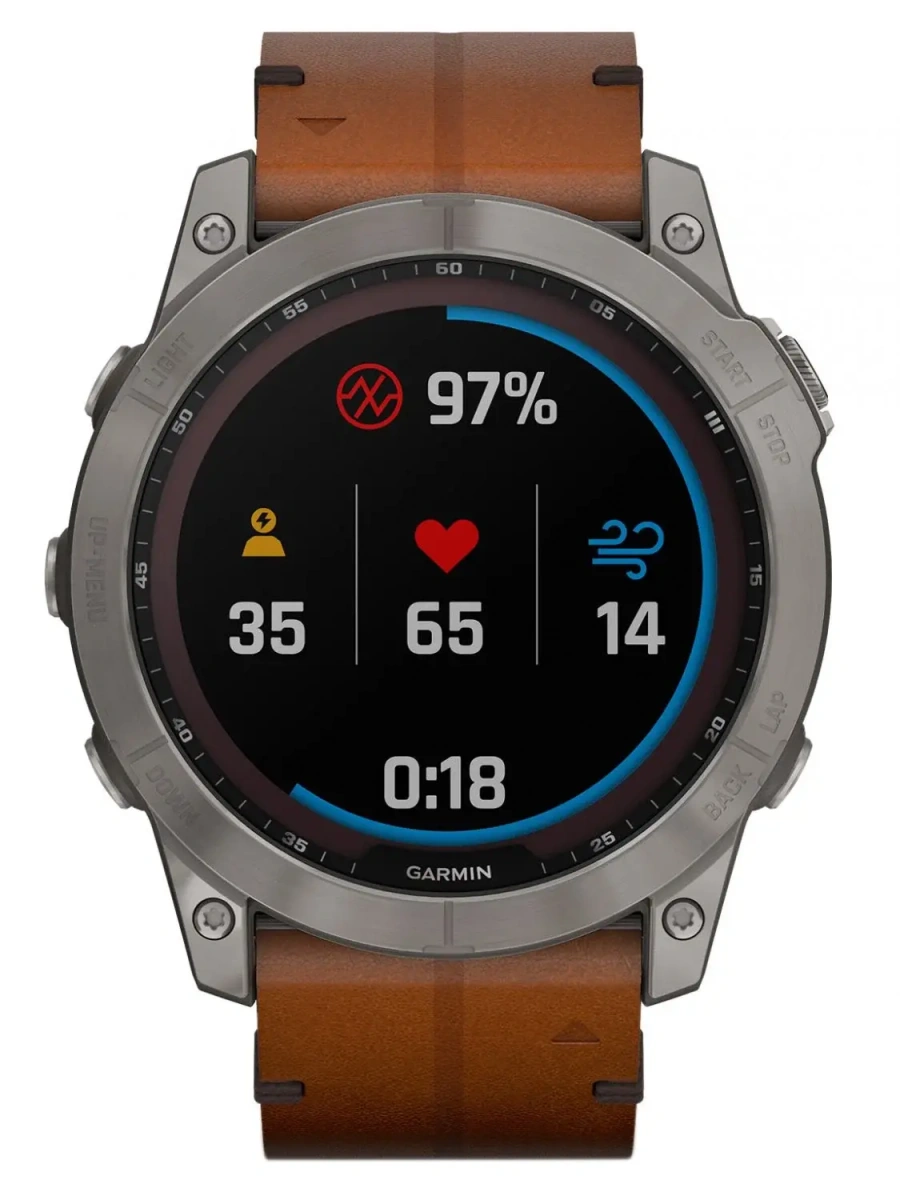 Смарт-годинник Garmin Fenix 7X Sapphire Solar Titanium w. Chestnut Leather Band (010-02541-19)