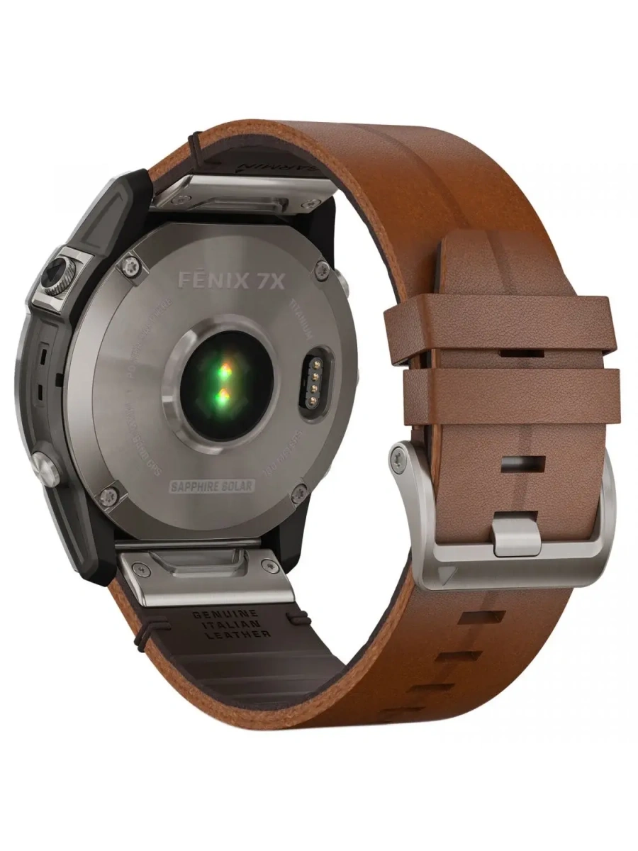 Смарт-годинник Garmin Fenix 7X Sapphire Solar Titanium w. Chestnut Leather Band (010-02541-19)