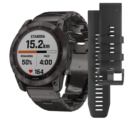 Смарт-часы Garmin Fenix 7X Sapphire Solar Carbon Grey DLC Titanium with Carbon Grey DLC Vented Titanium Band (010-02541-27)