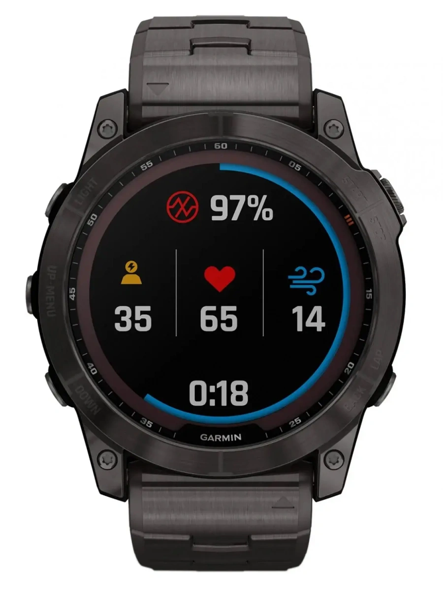 Смарт-годинник Garmin Fenix 7X Sapphire Solar Carbon Grey DLC Titanium with Carbon Grey DLC Vented Titanium Band (010-02541-27)