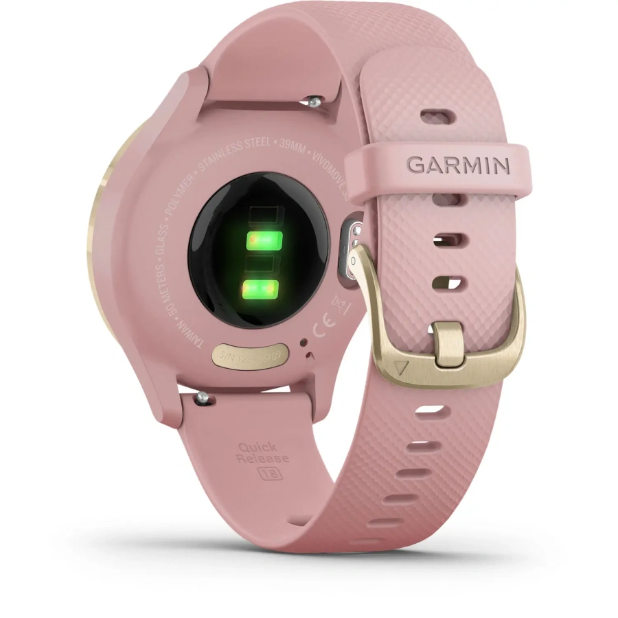 Смарт-годинник Garmin Vivomove 3s Light Gold Stainless Steel Bezel w. Dust Rose and Silicone B. (010-02238-01)