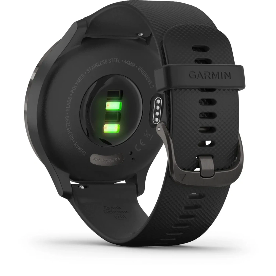Смарт-годинник Garmin Vivomove 3 Slate Stainless Steel Bezel w. Black and Silicone B. (010-02239-01)