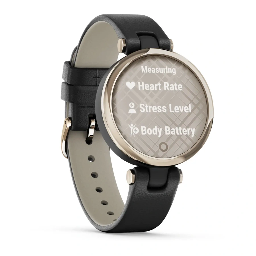 Смарт-годинник Garmin Lily Cream Gold Bezel with Black Case and Italian Leather Band (010-02384-B1)