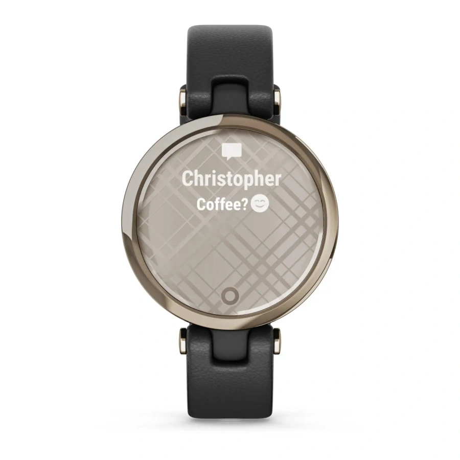 Смарт-годинник Garmin Lily Cream Gold Bezel with Black Case and Italian Leather Band (010-02384-B1)